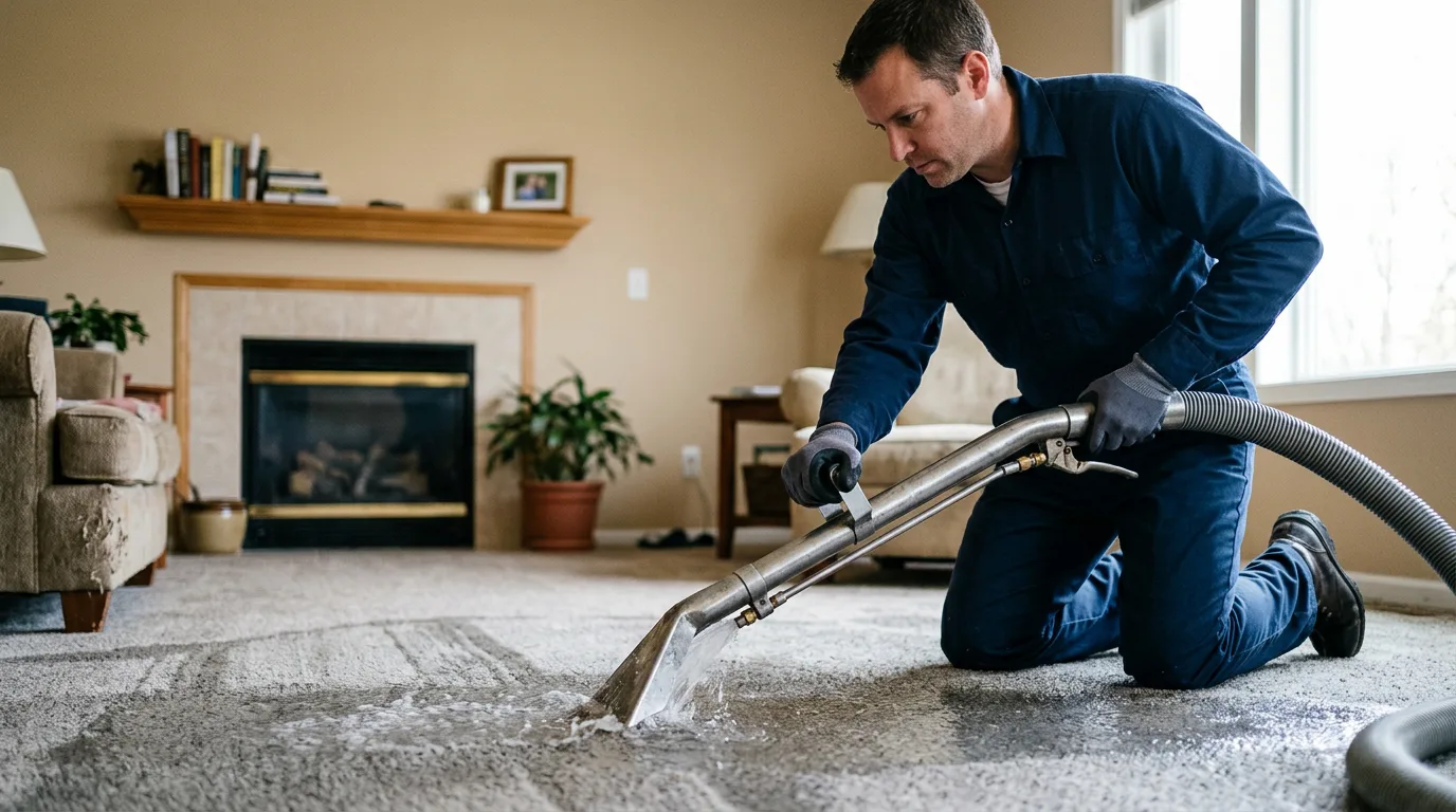 Water damage restoration technician working near Grayridge, MO